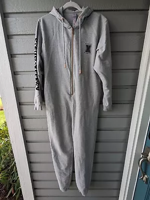 Savage Fenty Gray Hooded Showgirl Sweatshirt Jumpsuit Pajamas Size Small  • £27.51