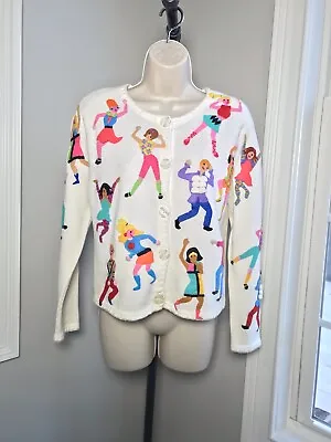 Vintage Michael Simon Go Go Dancers Cardigan Sweater ~ Women’s Medium • $197.95