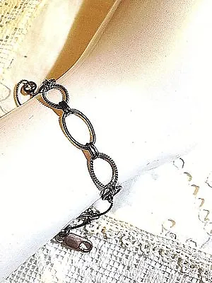 Heavy Vintage Chain Link 925 Sterling Silver Charm Bracelet • $52