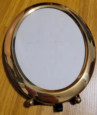 Vintage Brass Gold Toned Oval Picture Frame W/Ball Feet • $29.99