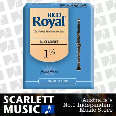 $34.95 • Buy Rico Royal Bb Clarinet Reed 10 Pack Reeds Size 1.5 ( 1 1/2 One Half ) 10PK
