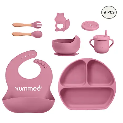 Baby Weaning Set | 9PC Toddler Feeding Set | Suction  Plate & Bowl | Cup | Cutle • £16.99