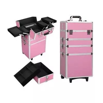 4in1 Aluminum W/Rolling Makeup Brush Cosmetic Box Organizer Trolley Train Case • $78.69