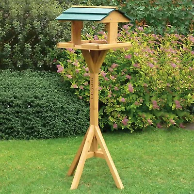 Traditional Wooden Bird Table Garden Birds Feeder Feeding Station Free Standing • £11.35