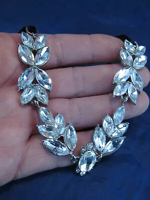 *Zara Black Velvet & Crystal Choker Necklace Silver Tone Small 14  • $24