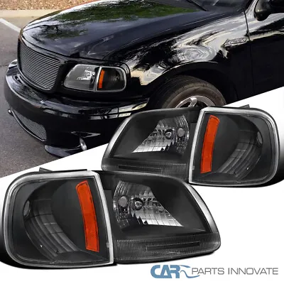Fits 1997-2003 Ford F150 Expedition Black Headlights+Corner Signal Lamps 97-03 • $62.95