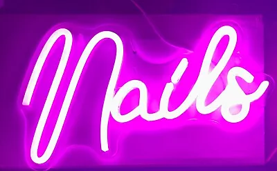 Nails Neon Sign Led Pink Neon Light Up Sign For Wall Decor Usb Neon Lights 2024 • $39.99