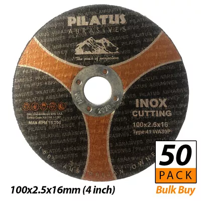 $27.95 • Buy 100mm (4 Inch) Inox Metal Cutting Discs (100x2.5x16)