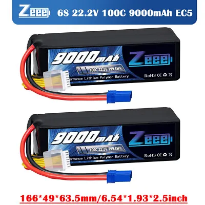 Zeee 22.2V 9000mAh 6S LiPo Battery 100C EC5 For RC Car Truck FPV Airplane UAV 2x • £214.99