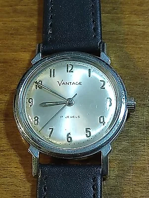 1950-60's Vantage  17j Men's Watch Running Just Serviced New Leather Band I • $80