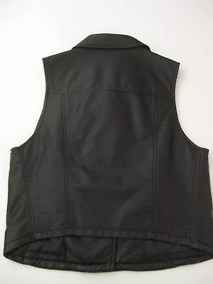 Womens Vest Uniqlo Black Faux Leather Large NWT Snaps & Zipper • $50.50