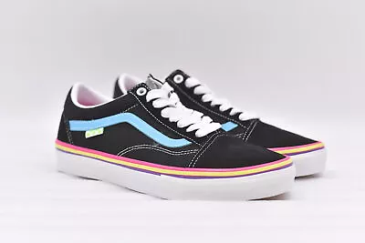 Men's Vans Skate Old Skool Low-Top Skate Shoes In Neon Rave Black Size 7.5 • $48.74