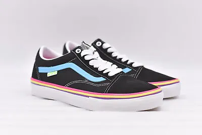 Men's Vans Skate Old Skool Low-Top Skate Shoes In Neon Rave Black Size 9 • $48.74