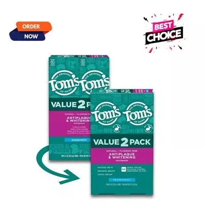 Tom’s Of Maine Antiplaque And Whitening Fluoride Free Toothpaste. Peppermint. 2 • $13.79