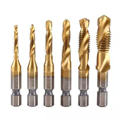 6pcs Drill And Tap M-etric Thread Tap M3-M10 T-itanium Coated HSS Drill And Tap • $7.27