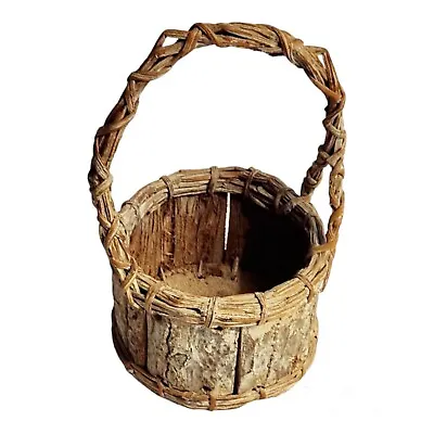 Vintage Birch Country Basket W/Handle Vintage Tree Bark BasketHandmade • $17