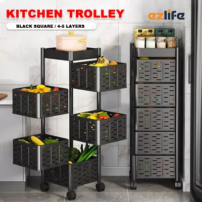 Kitchen Trolley Cart Rotating Rack 4/5Tier Vegetable Storage Organiser Holder • $99.25