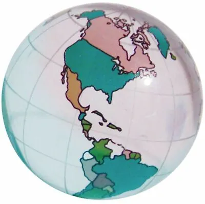 40mm World Map Earth Globe Marble W Colored Land Masses & Glass Stand 1.5  Orb • $12.95