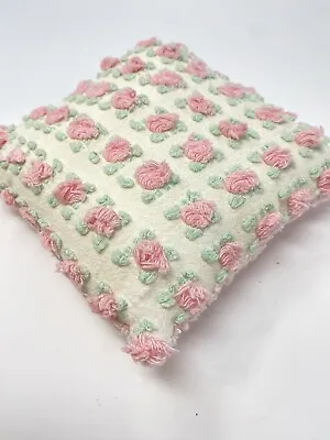 PINK ROSEBUDS Morgan Jones Chenille Small Pillow Decorative • $8.40