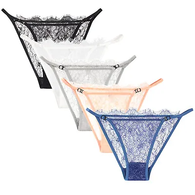 £11.99 • Buy 5 Pack Women Ladies Sexy Lace String Bikini Briefs Knickers Underpants Lingerie
