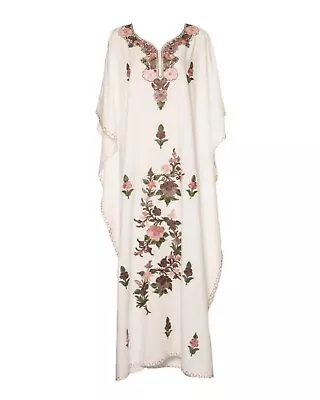 Kaftan Dress (White With Pink Flowers) • $129