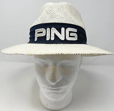 Vintage PING Golf Off White Karsten Mens Straw Panama Golf Hat Made In USA Large • $29.95