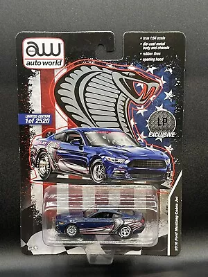 AUTO WORLD 2016 Ford Mustang Cobra Jet Exclusive Blue 1:64 Diecast Drag Car NEW • $19.99