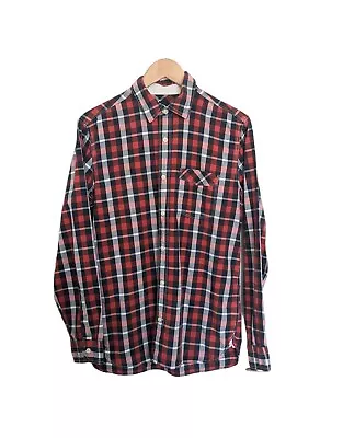 Gap Long Sleeve Check Tartan Shirt Size Medium Red & Navy • £4.99