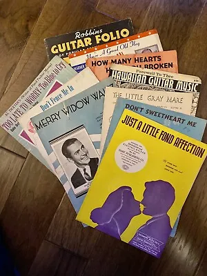 Vintage Lot Of 10 Hawaiian Guitar 1 Book Of 15 Songs 9 Sheet Music Oahu Hawaii • $13.99