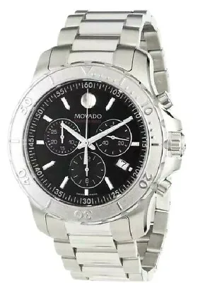 Movado $1195 Men's Silver/black Chronograph Date Series 800 Swiss Watch 2600110 • $537.42