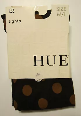 NWT HUE - Tights Size M/L  WT 165-200 LBS  Black/Gold Polka Dots • $6.95