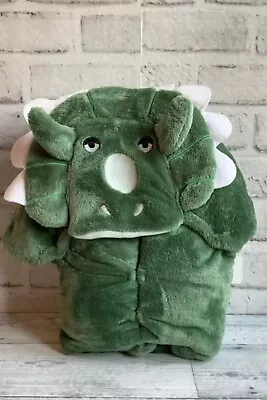 Cloud Castle Hooded Throw Blanket Cozy Dinosaur Green Triceratops  57  X 44  • $14.55