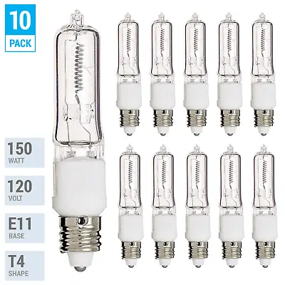 $19.75 • Buy 10 Pack Q150CL/MC 150 Watt 150W T4 T4.5 E11 Mini Candelabra Base 120V Clear Bulb