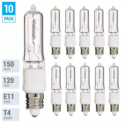 10 Pack Q150CL/MC 150 Watt 150W T4 T4.5 E11 Mini Candelabra Base 120V Clear Bulb • $19.75