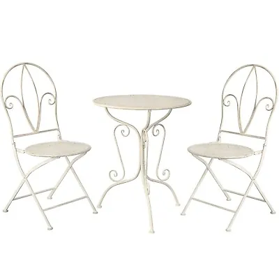 Garden Furniture Outdoor Metal Bistro Set 3 Piece Patio Table Chairs Antique • £134.99