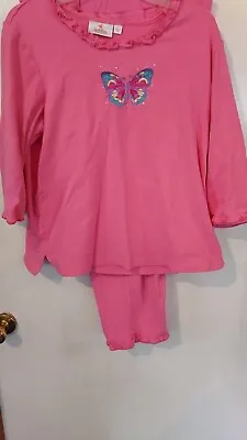 Women's Quacker Factory Pink Size Large 2 Piece Embellished Capri Pant Set • $26