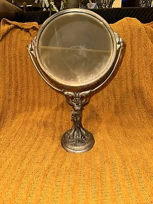 Antique Tabletop Vanity Mirror Distressed Mirror Art Deco Woman In Dress Base  • $60