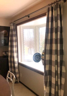 $149.99 • Buy Pottery Barn Buffalo Check Curtains Pair 50x96 Gray/Cream EUC