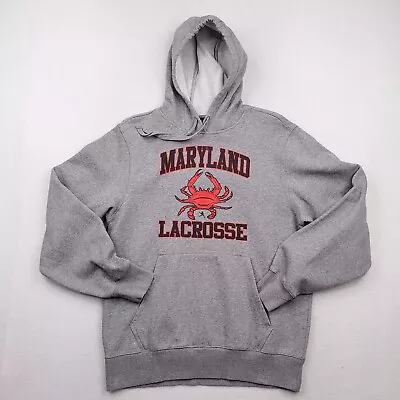 Maryland Terps Hoodie Adult Medium Gray Lacrosse Pullover Crab Graphic Sweater • $24.99