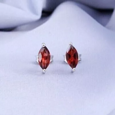 1Ct Marquise Lab Created Garnet Diamond Women Stud Earring 14k White Gold Finish • $36.99