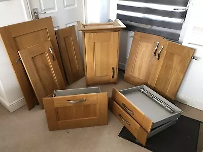 Howdens Solid Oak Kitchen Cabinet Doors Wall Unit And Drawers Used • £149