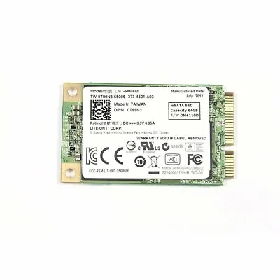 £10.89 • Buy 64GB MSATA  Lite-On SSD LMT-64M6M DP/N:0T99N3