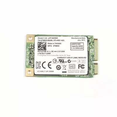 64GB MSATA  Lite-On SSD LMT-64M6M DP/N:0T99N3 • £10.89