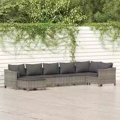 VidaXL 7 Piece Garden Lounge Set With Cushions Grey Poly Rattan • $722.11