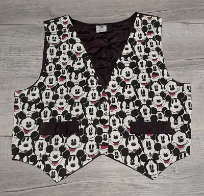 Vintage 90's Disney Mickey All Over Print Vest Size Medium Large M/L USA • $19.99