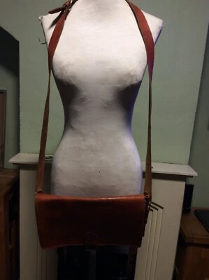 £8 • Buy Dark Tan Leather Adjustable Strap Shoulder Crossbody Bag
