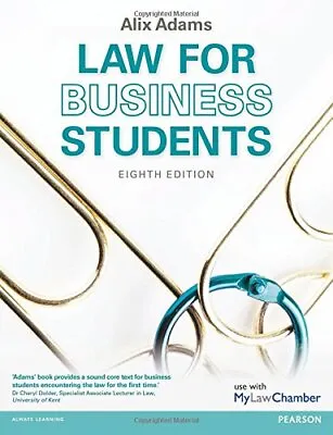 Law For Business Students By Adams Ms Alix Book The Cheap Fast Free Post • £4.38