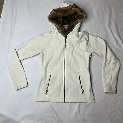 Womens Marmot Furlong Jacket Size S Faux Fur Trim Hood Cream Fleece Lined • $24.93