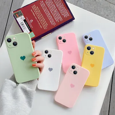 Cute Love Heart Soft Silicone Case Cover For IPhone 11 12 13 14 15 Pro Max XS XR • $5.49