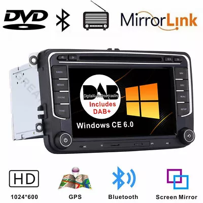 For VW Golf Polo Caddy Touran Tiguan Car Stereo Radio DAB+ GPS Sat Nav Bluetooth • £178.89